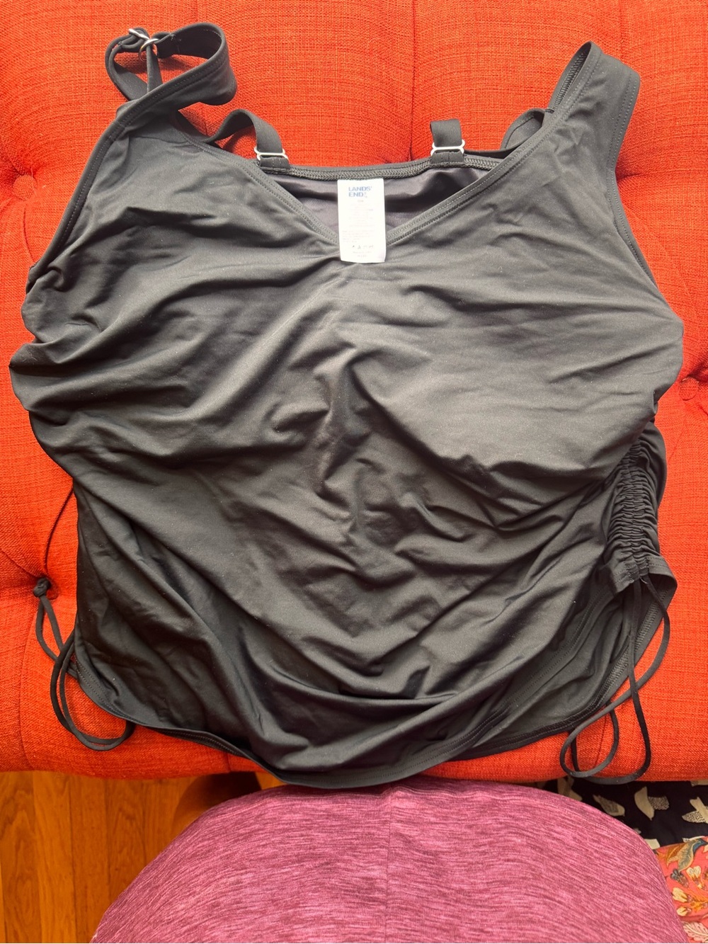 Lands End Women’s Black Ruched Swim Top